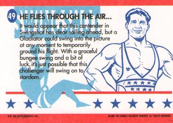 1991 Topps American Gladiators #49 He Flies through the Air… Back